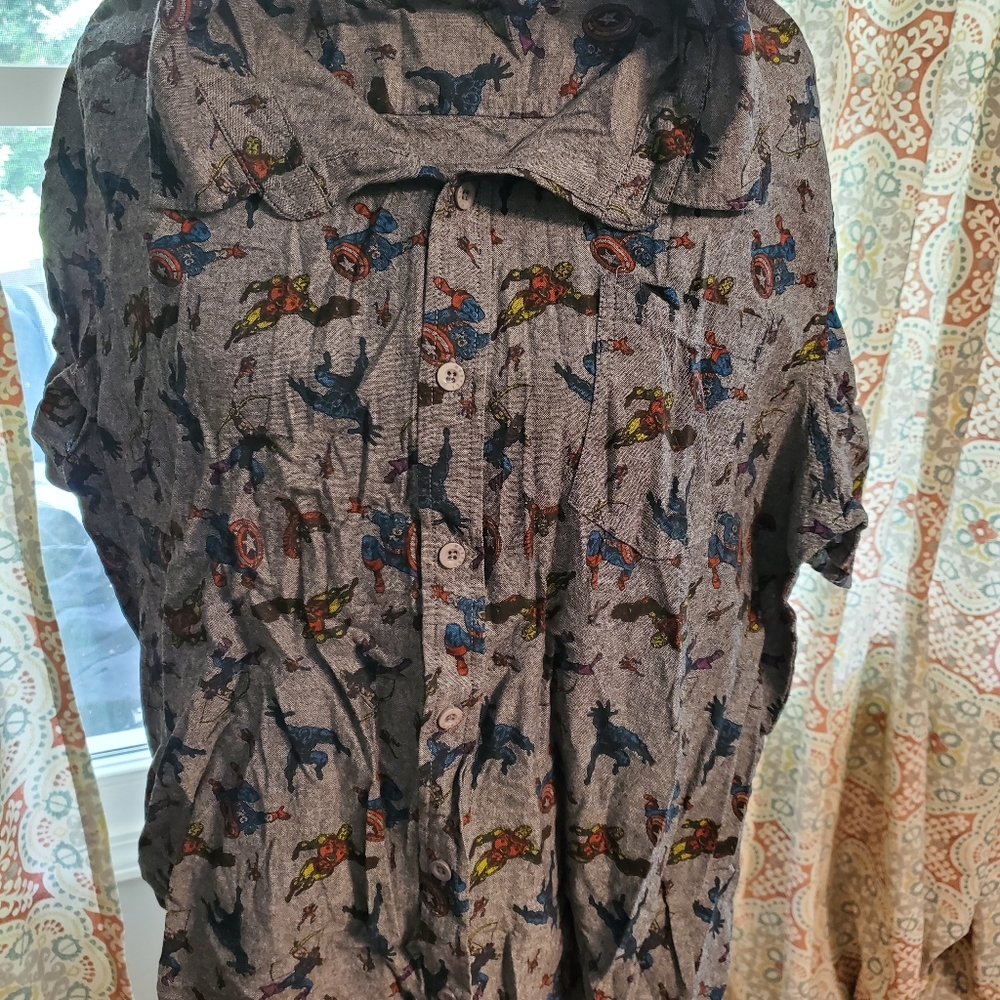 Marvel captain America button down shirt sz xl